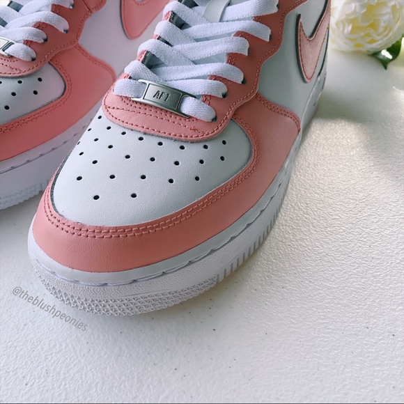 Nike Custom Painted Air Force 1 Mid - Pink Salmon NWT - Picture 8 of 12
